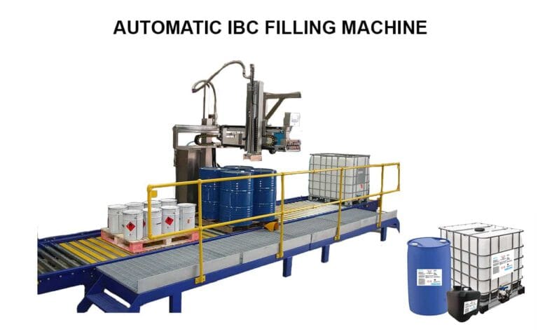 Automatic drum and IBC tote filling machine