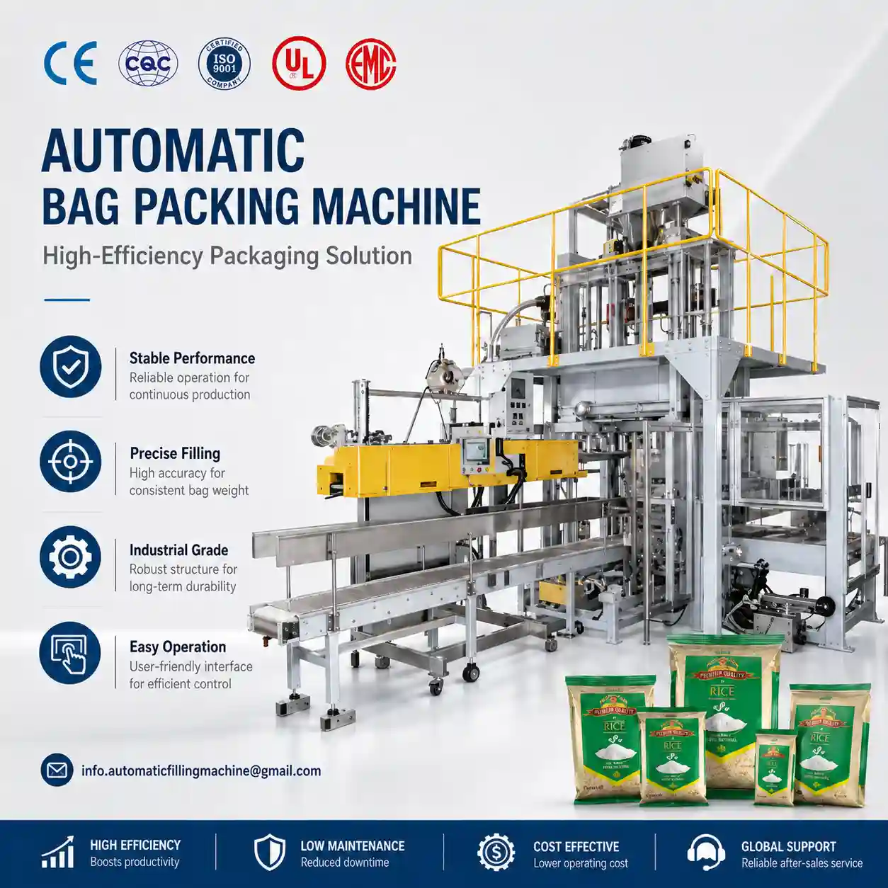 Automatic bagging machine for powders and granules