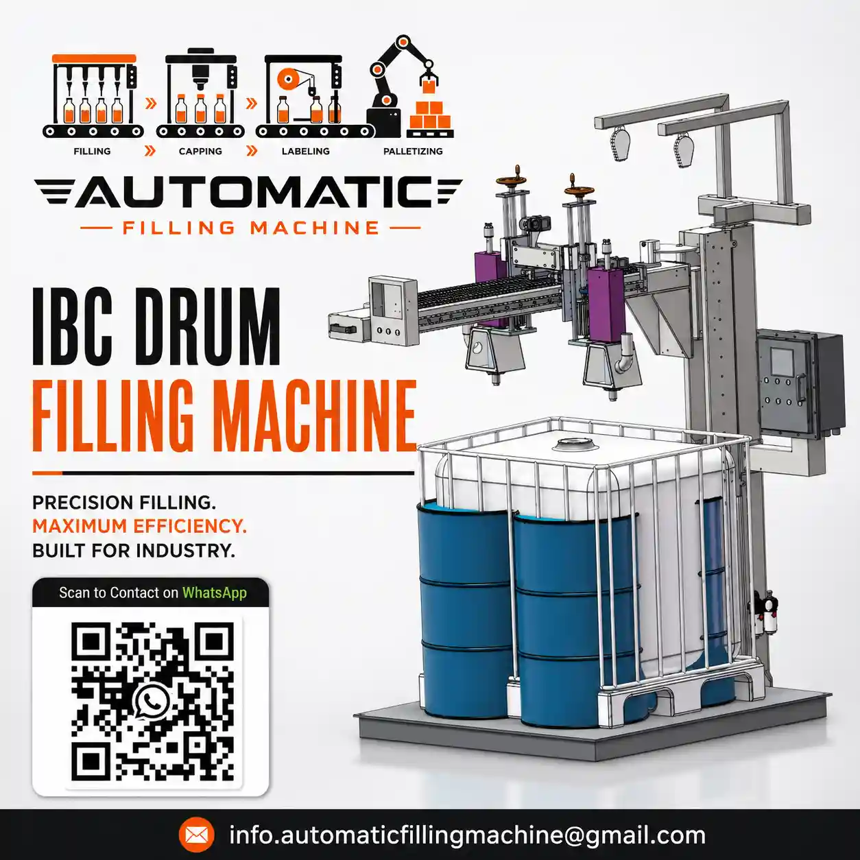 Automatic drum filling machine for industrial liquid packaging