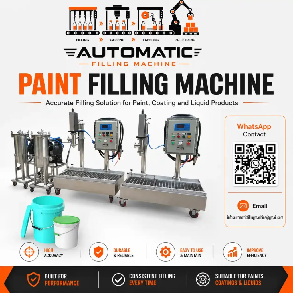Industrial paint filling machine for metal cans and plastic pails