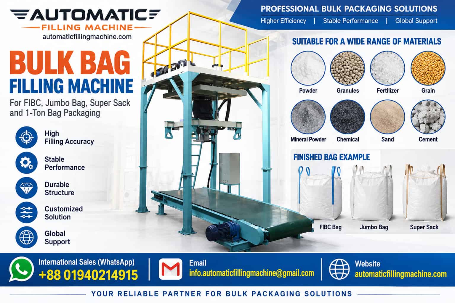 Bulk bag filling machine for FIBC jumbo bag and super sack filling